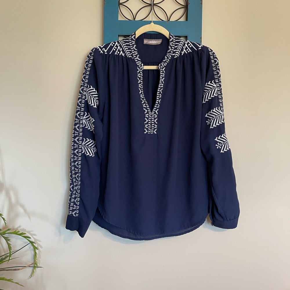 Addie Stitched 🧵 Navy Blue Blouse | SIZE Medium (8-10)